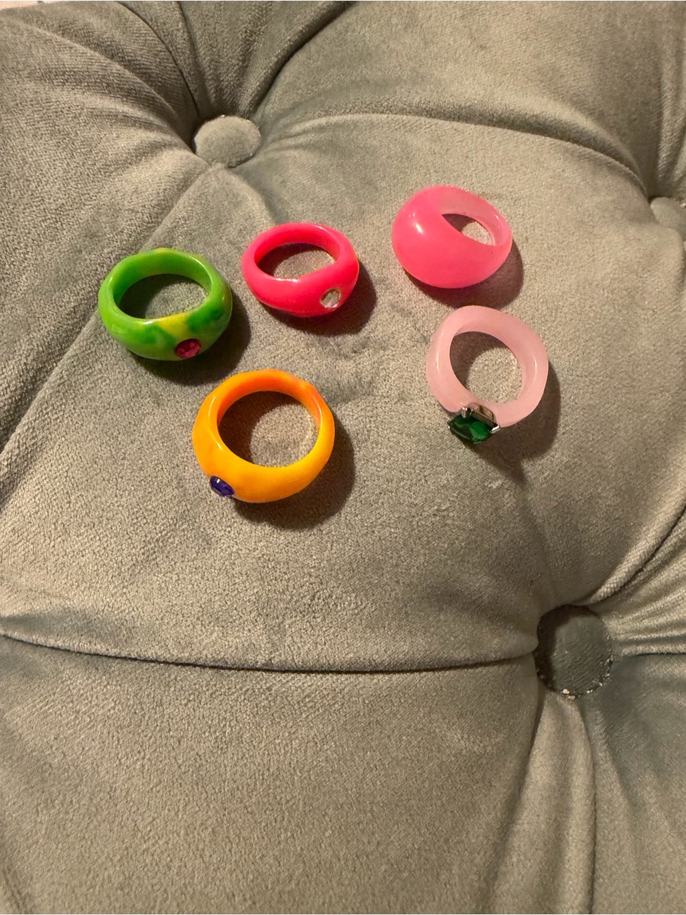 Free People Bright Resin Ring Set in Pink, Green, Orange